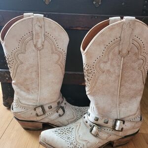 Dan Post Cream Heeled Boots